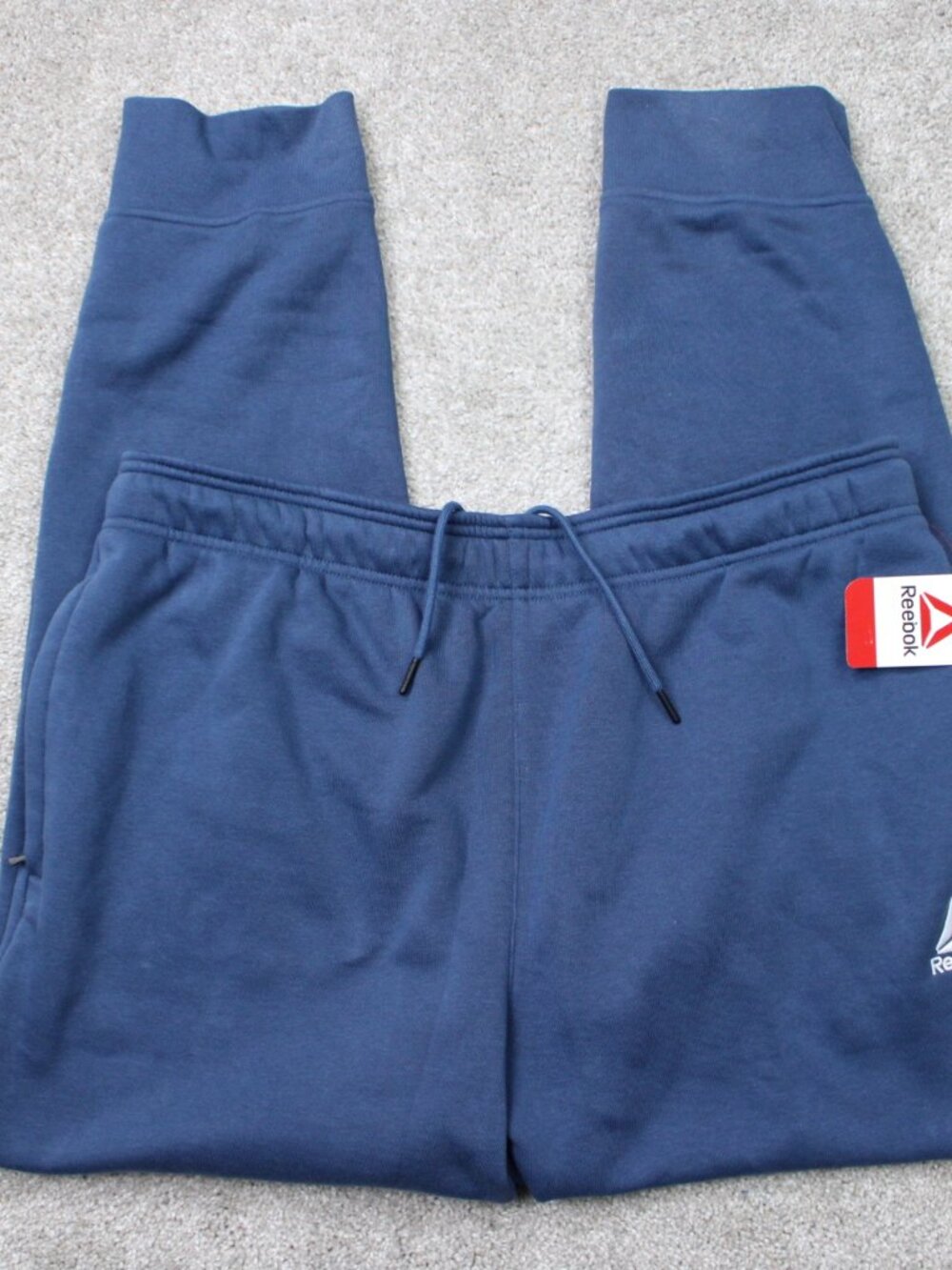 Reebok Pants NWT Mens XL Blue CVC Fleece Joggers Sweatpants Slim Fit Stretch
